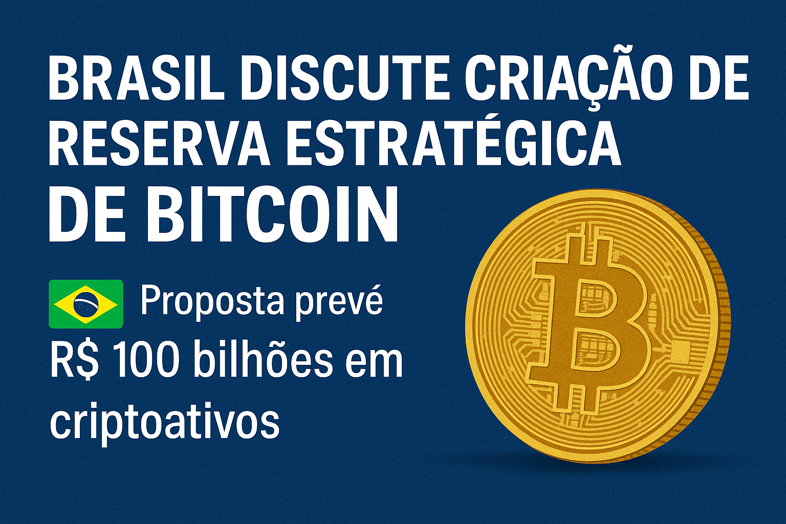 Brasil discute criação de reserva estratégica de Bitcoin: proposta prevê R$ 100 bilhões em criptoativos