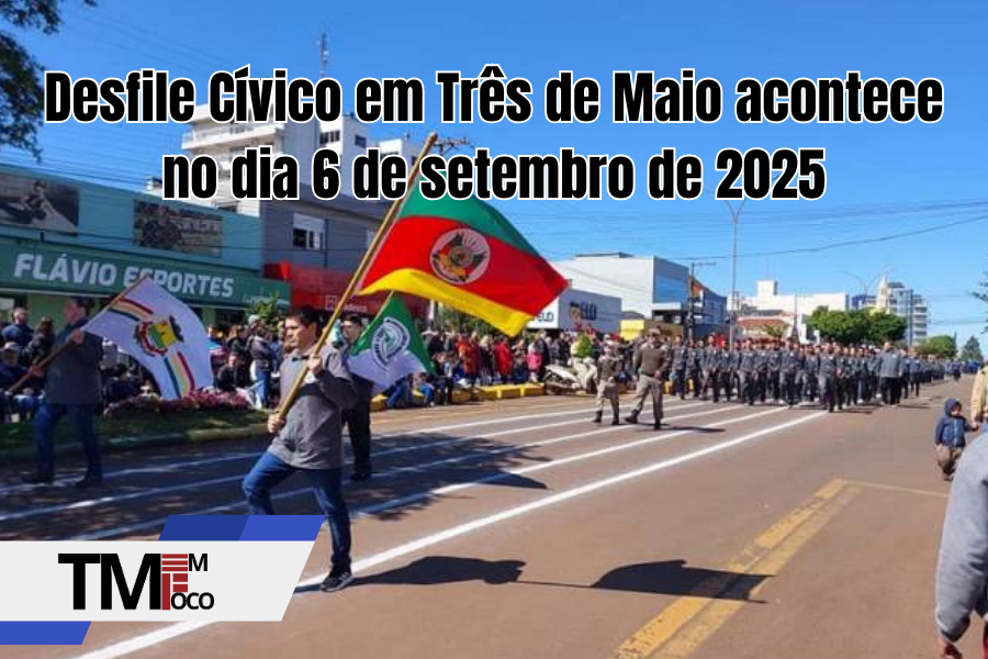 Desfile Cívico em Três de Maio acontece no dia 6 de setembro de 2025