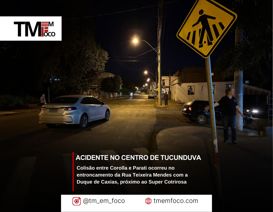 Acidente no centro de Tucunduva resulta em danos materiais