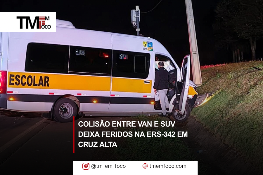 Colisão entre van e SUV deixa feridos na ERS-342 em Cruz Alta