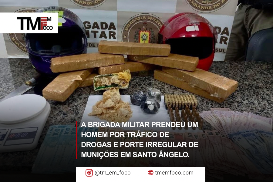 Brigada Militar prende homem por tráfico de drogas e porte irregular de munições em Santo Ângelo