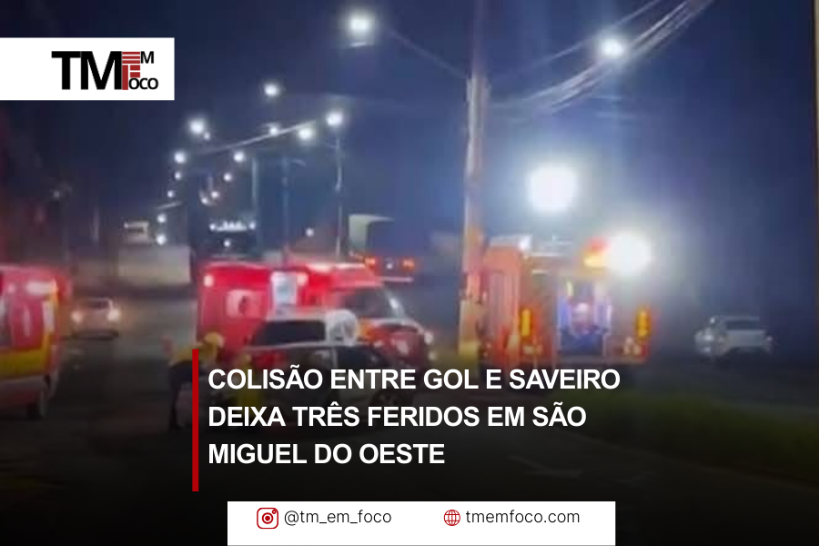Colisão entre Gol e Saveiro deixa três feridos em São Miguel do Oeste