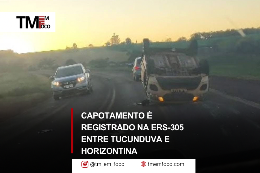 Capotamento é registrado na ERS-305 entre Tucunduva e Horizontina