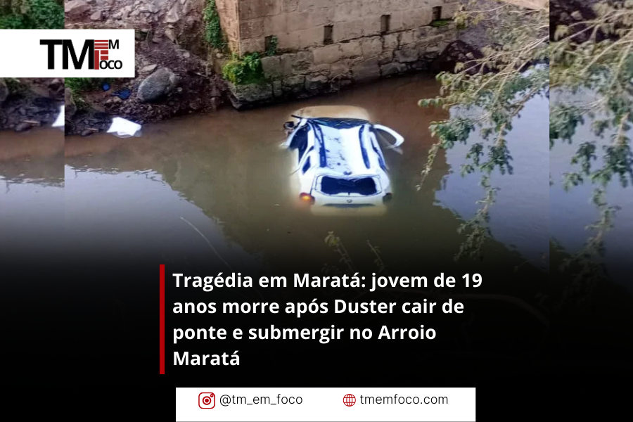 Tragédia em Maratá: jovem de 19 anos morre após Duster cair de ponte e submergir no Arroio Maratá