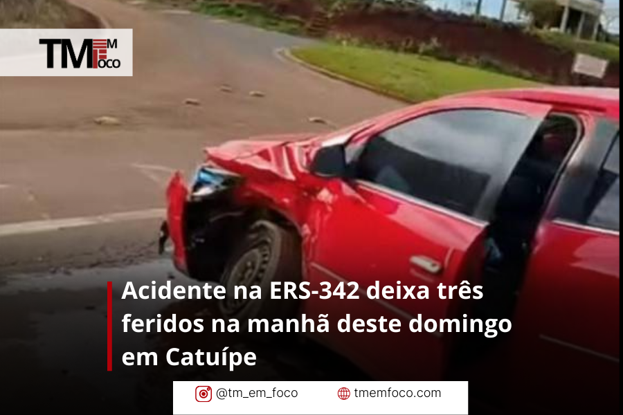 Acidente na ERS-342 deixa três feridos na manhã deste domingo em Catuípe