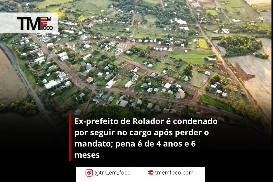 Ex-prefeito de Rolador é condenado por seguir no cargo após perder o mandato; pena é de 4 anos e 6 meses