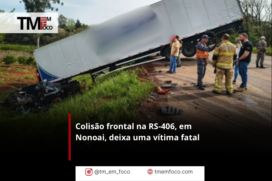 Colisão frontal na RS-406, em Nonoai, deixa uma vítima fatal