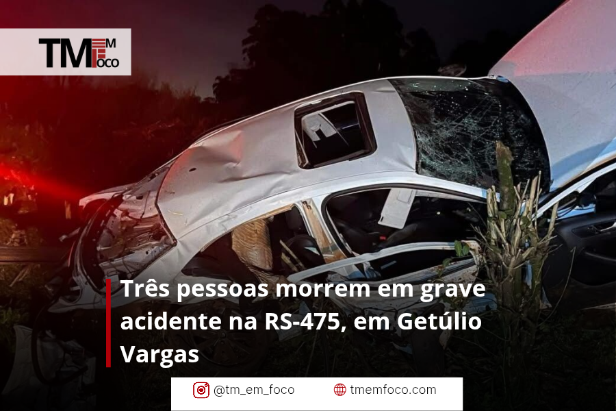 Três pessoas morrem em grave acidente na RS-475, em Getúlio Vargas